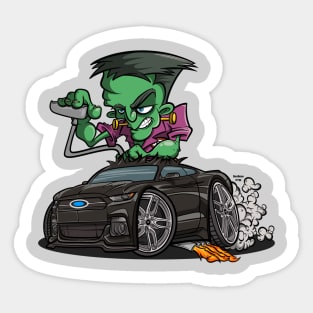 DigiRods Frankenstein Frank The Mechanic Black New Model Mustang Cartoon Sticker